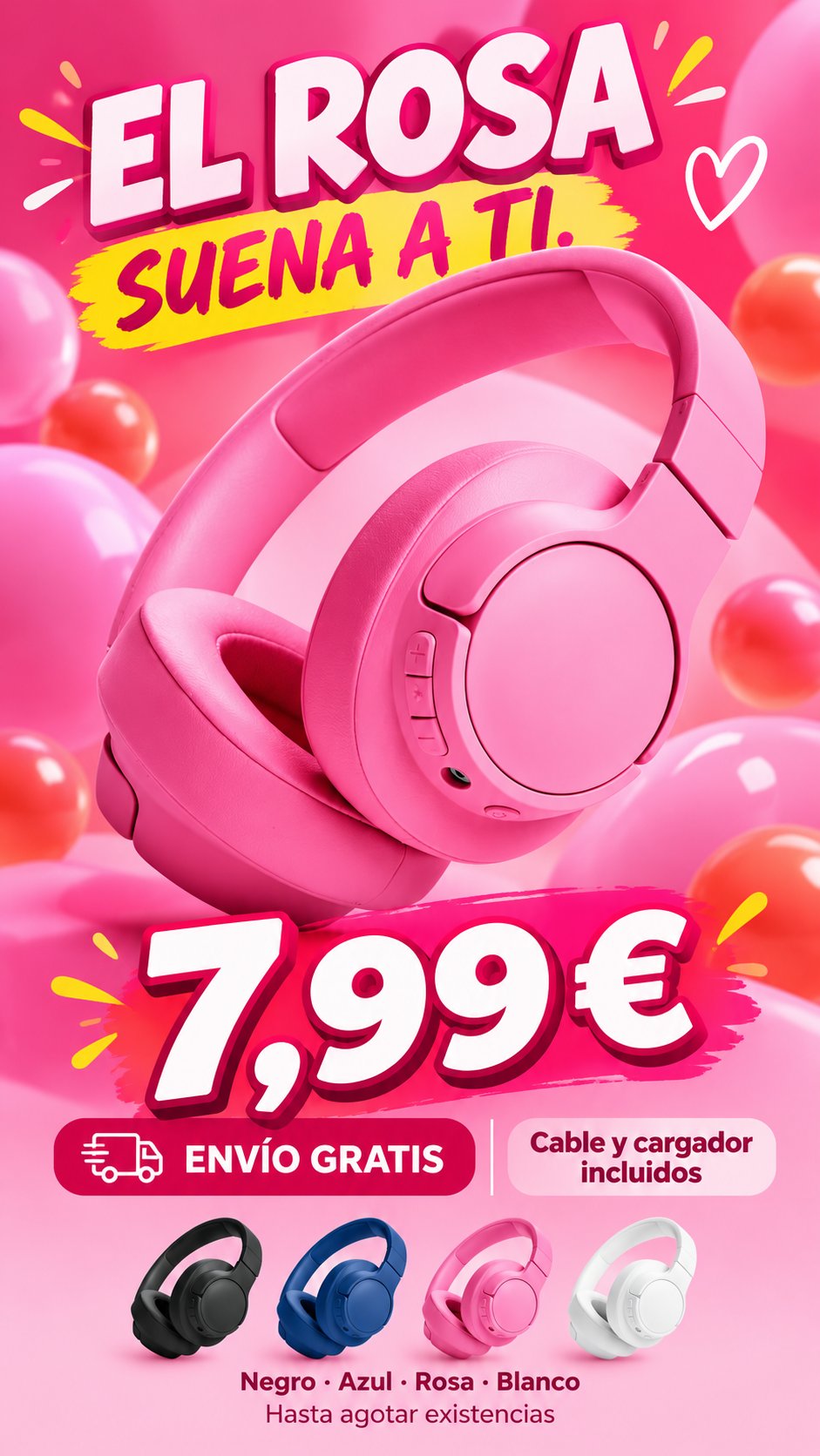 Campaña de cascos rosas: El rosa suena a ti. 7,99 €, envío gratis