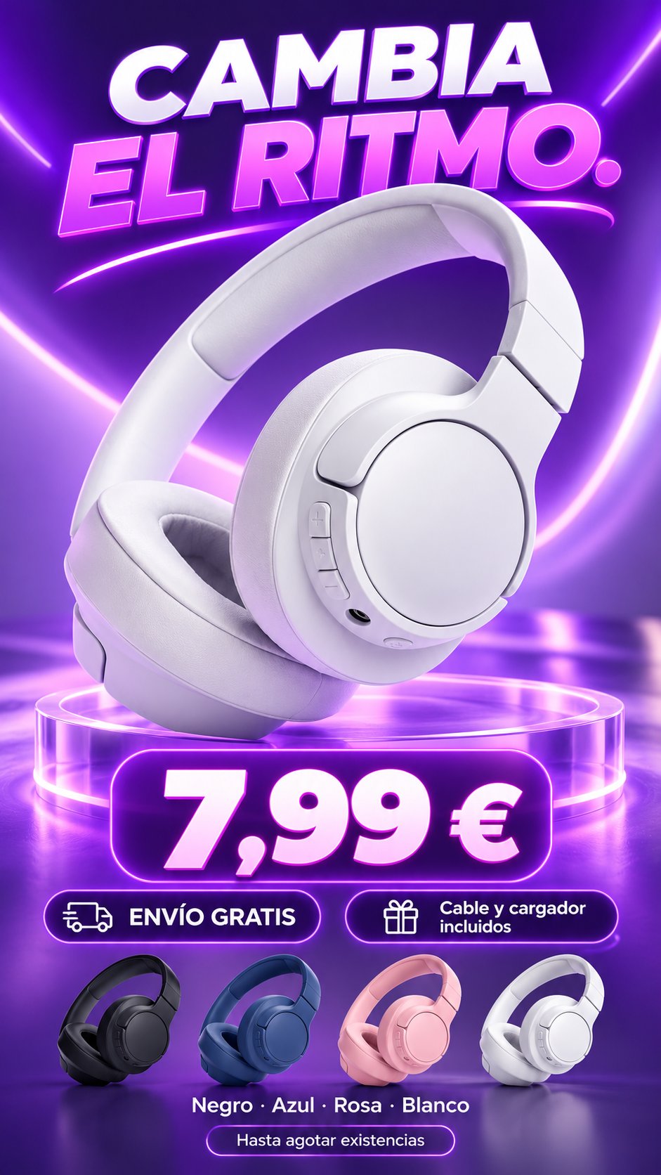 Campaña de cascos blancos: Cambia el ritmo. 7,99 €, envío gratis